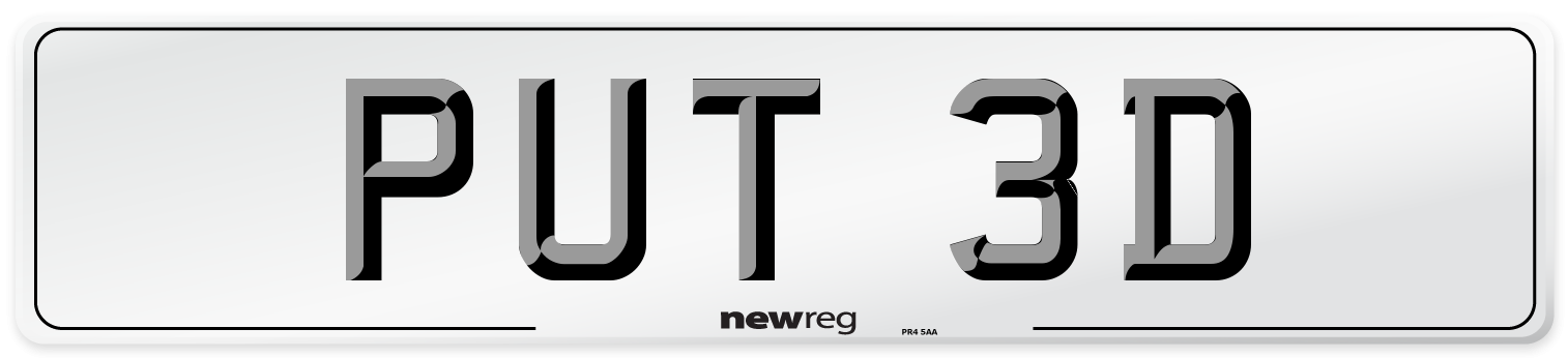 PUT 3D Number Plate from New Reg